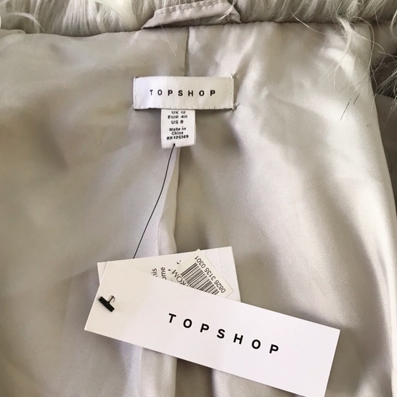 ✨HP✨ TOPSHOP Faux Fur Shag Jacket 8 Gray - Picture 8 of 12